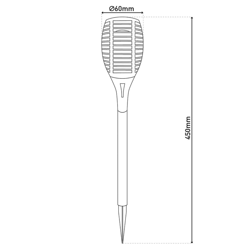3 Set LED Earth Spit "Torch" 58 cm gemaakt van grijs plastic, met geïntegreerd LED, zonnelampje voor buiten