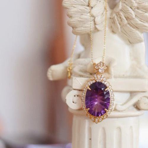 Koninklijke stijl amethist grote hangketting