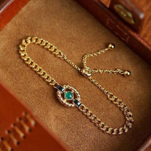 Luxe kettingarmband met groene onyx