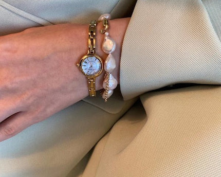Unieke barokke parelmuntkralenarmband