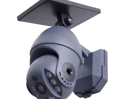 LED -zonne -buitenwandlamp "Moho" met bewegingsdetector en beveiligingscamera -vouw, wandlicht gemaakt van plastic in grijs, met geïntegreerde LED