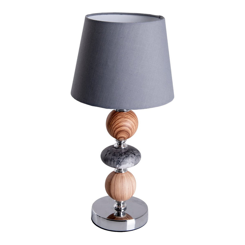 Keramische tafellamp "araga" 36 cm hoog, tafellamp gemaakt van metaal, hout en marmer, met tekstbladen, grijs, met E14 -aansluiting, verlichting voor eetkamer, woonkamer, gang of kantoor