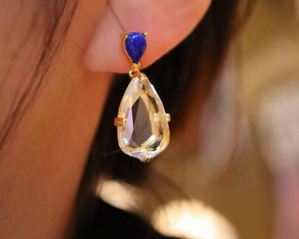 Fancy Clear Quartz Crystal Waterdrop oorbellen
