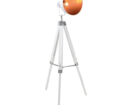 Staande lamp driekbende "" Christie "" gemaakt van metaal en wit geschilderd hol, e27, 90-130 cm hoog