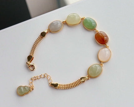 Regenboog kleur Jade kralen armband