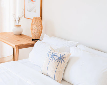 Katoenen kussenhoes Palmboompatroon – Boho geborduurd kussen – Decoratief kussen – Geborduurde kussenhoes 40x40 of 50x50 cm ANARKA