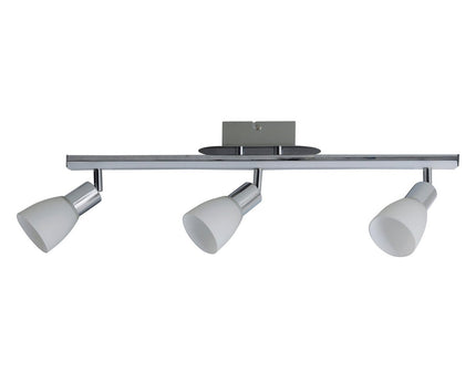 3-serie LED plafondlicht "Ibiza" ongeveer 60,5 cm lang, chroomkleurig metaal, verzadigd, opaalkleurig glas, geïntegreerde LED's, warm wit