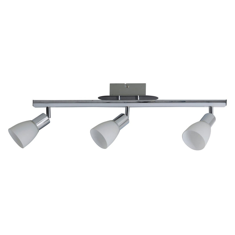 3-serie LED plafondlicht "Ibiza" ongeveer 60,5 cm lang, chroomkleurig metaal, verzadigd, opaalkleurig glas, geïntegreerde LED's, warm wit