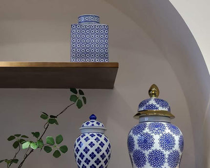 M-SIZE bloemenvaas van blauw en wit porselein (voor keuken thuis)