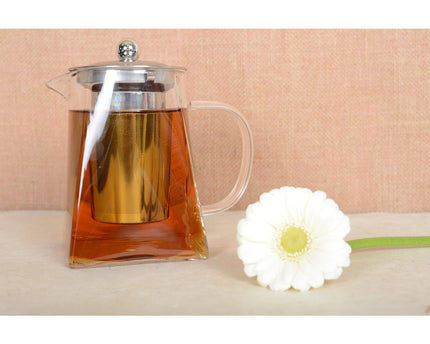 Vierkante theepot met 650 ml roestvrijstalen filter