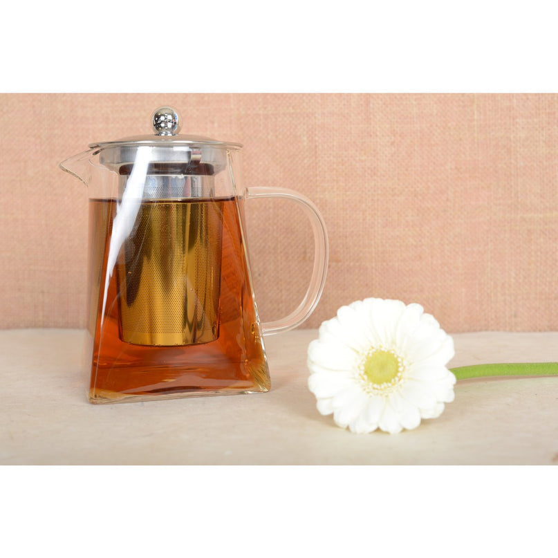 Vierkante theepot met 650 ml roestvrijstalen filter