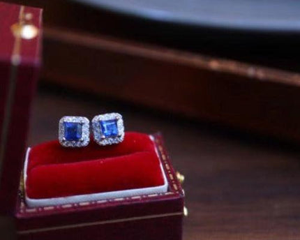 Fancy Square Saffier Gem -oorbellen