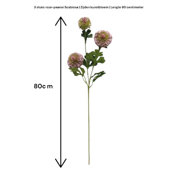 Scabiosa  kunstbloem H80cm centimeter 2PCS ROOD