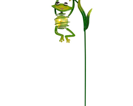 2 Set Solar-Deco Hanglight "Frosch" ca. 20 en 66 cm hoog, gemaakt van geschilderd. Dawn Sensor;