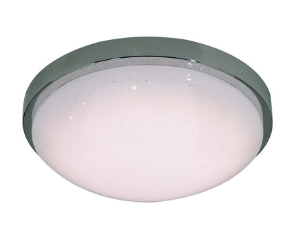 LED -wand- en plafondlamp "Catania" Ø 29 cm, chroom -gekleurd metaal, wit plastic (PMMA), dimbaar, kristaleffect, geheugeneffect, nachtlicht
