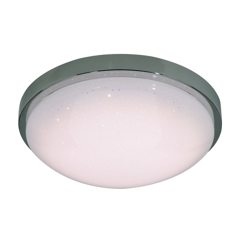 LED -wand- en plafondlamp "Catania" Ø 29 cm, chroom -gekleurd metaal, wit plastic (PMMA), dimbaar, kristaleffect, geheugeneffect, nachtlicht