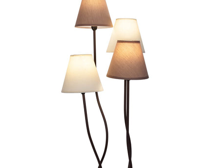 Textiel staande lamp 4-flame "boho", vloerlamp in beige/bruin, met E14-aansluiting, voor eetkamer, woonkamer, gang of kantoor, 138 cm hoog