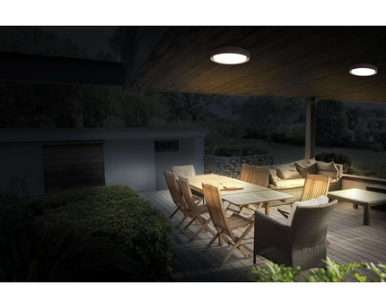 LED Outer Wall Lamp "Mio" Ø 27 cm gemaakt van antraciet -gekleurd metaal en plastic, IP54 voor ingang, balkon, terras