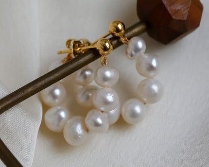 Elegante parel kralen hoepel oorbellen