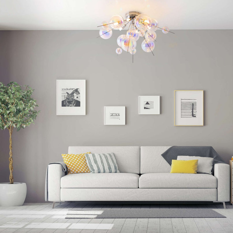 Plafondlamp "explosie" iris gemaakt van metaal en glas, G9 -versies, plafondlamp voor eetkamer, woonkamer, gang of kantoor, Ø57 cm