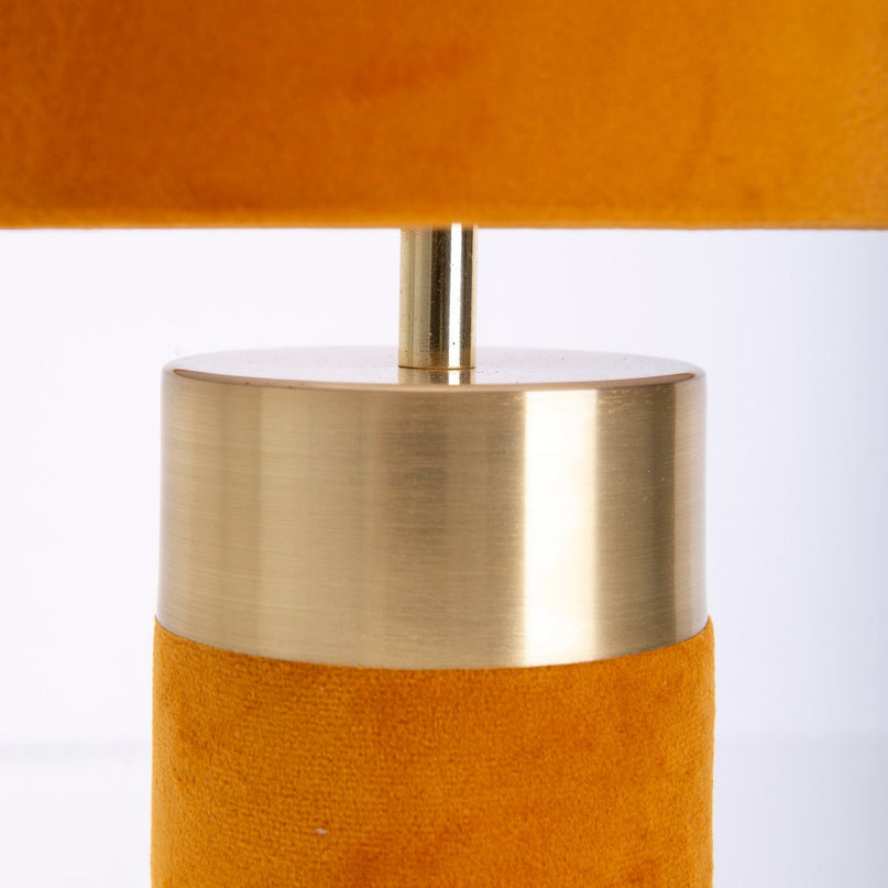 Tafellamp "bordo" 32 cm hoog gemaakt van metaal en velours in goud en bruin, met E14 -versie, lamp voor eetkamer, woonkamer, gang of kantoor