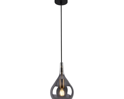 Hanger lamp "gota", retro klassieke hanglamp gemaakt van zwart rookglas Ø 20 cm, met E27 -versies, 150 hoog, ideaal voor eetkamer, woonkamer en keuken.