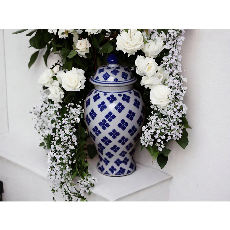 M-SIZE bloemenvaas van blauw en wit porselein (voor keuken thuis)