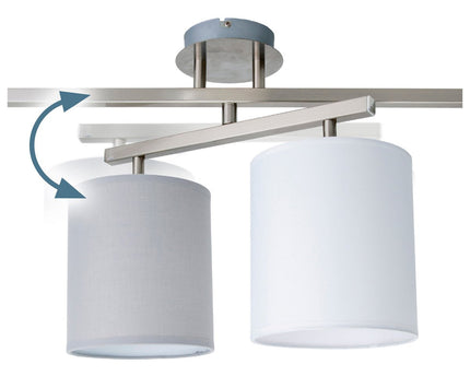 4 plafondlamp "tilde", klassieke metalen plafondlamp en textiel in grijs met E27 -aansluiting, 82 cm lang, de paraplu's zijn verstelbaar, ideaal voor woonkamer, eetkamer en slaapkamer