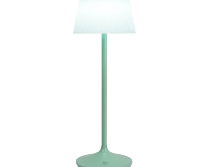 Zonne -batterijlamp "EMMI" 38 cm hoog, paraplu Ø 13 cm, metaal in mint en wit plastic, voor de buitenruimte, dimable CCT.