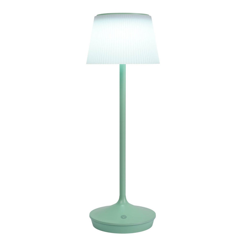Zonne -batterijlamp "EMMI" 38 cm hoog, paraplu Ø 13 cm, metaal in mint en wit plastic, voor de buitenruimte, dimable CCT.