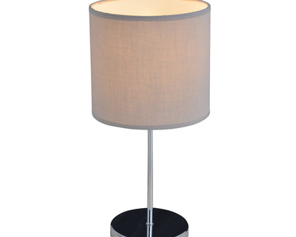 Tafellamp "New York", klassieke metalen tafellamp met tekstbladen in grijs, met E27 -aansluiting, 38,5 cm hoog, perfect voor woonkamer, eetkamer, gang en kantoor