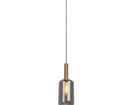 1-pending lamp "fumo", hanglamp gemaakt van metaal en glas in zwart, met E27-aansluiting, voor eetkamer, woonkamer, gang of kantoor, hangende lamp 150 x 22 cm