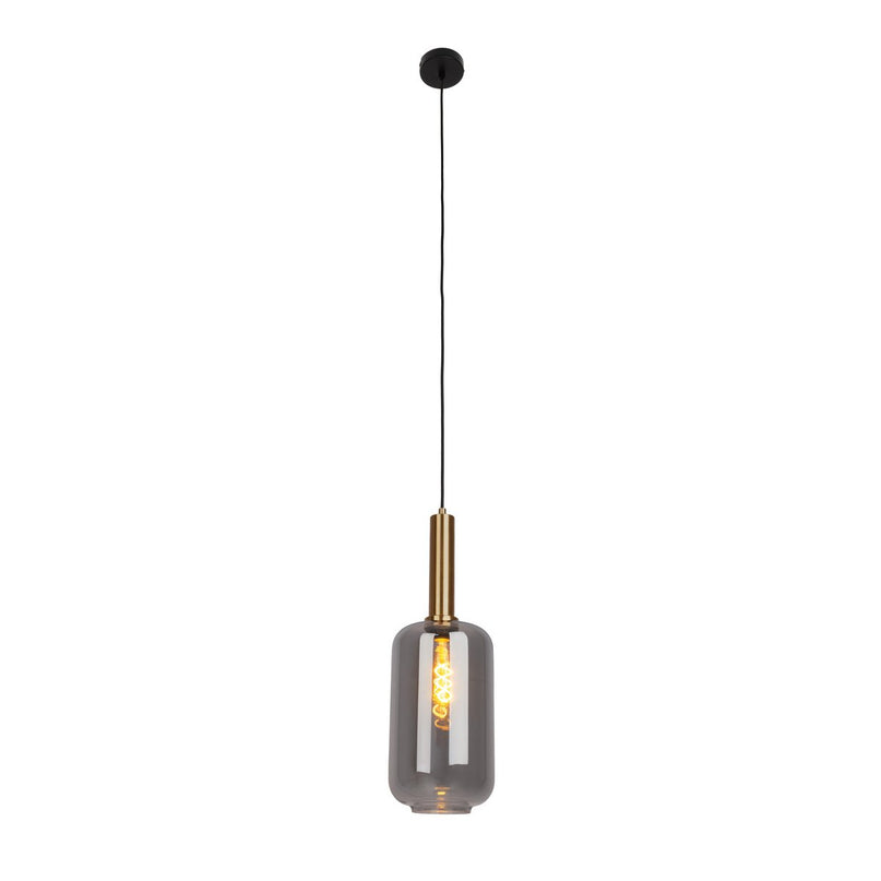 1-pending lamp "fumo", hanglamp gemaakt van metaal en glas in zwart, met E27-aansluiting, voor eetkamer, woonkamer, gang of kantoor, hangende lamp 150 x 22 cm