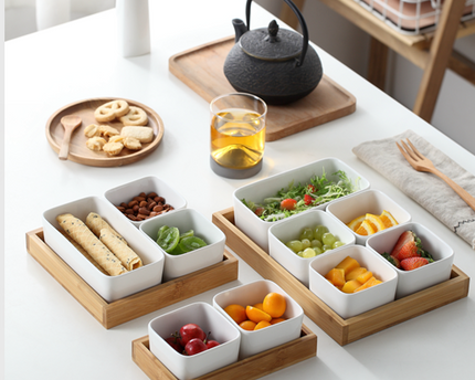 Aperitif Set 2 porselein en bamboobekers