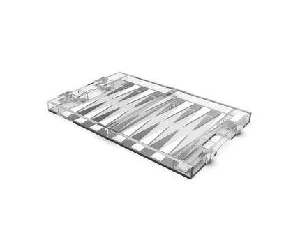 Backgammon Game Mini Case in White and Silver Acryl 25x20X5C