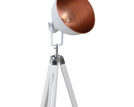 Staande lamp driekbende "" Christie "" gemaakt van metaal en wit geschilderd hol, e27, 90-130 cm hoog