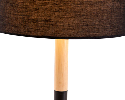 Textieltafel Licht "Tessile", tafellamp gemaakt van metaal, textiel en rubberen boom in zwart,/Natuur, met E14 -aansluiting, voor eetkamer, woonkamer, gang of kantoor, 37 cm hoog