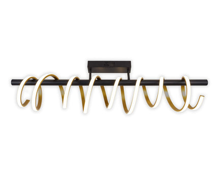 LED -plafondlicht "Belleza", moderne metalen plafondlamp en plastic in zwart, goud en wit, met stevig gebouwd -in LED's, 100 cm lang. De ideale verlichting voor woonkamer, eetkamer of kantoor.