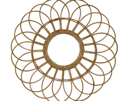 Rotan spiegel 58 cm | Handgemaakte Boho Wandspiegel MAGUWO