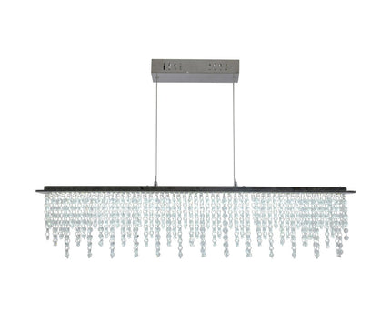 LED hanglamp "diamanten", hanglamp, metaal en kristalglas, chroom, met stevig gebouwd -in LED's, voor eetkamer, woonkamer, gang of kantoor, 120 cm lang
