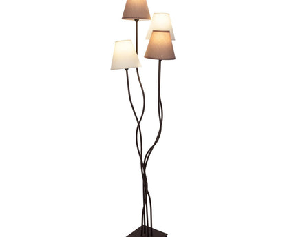 Textiel staande lamp 4-flame "boho", vloerlamp in beige/bruin, met E14-aansluiting, voor eetkamer, woonkamer, gang of kantoor, 138 cm hoog