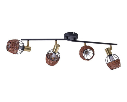 4 plafondlamp "Corbis", metalen plek in zwart en goud, met E14 -aansluiting, voor eetkamer, woonkamer, gang of kantoor, plafondlamp, 78 cm lang