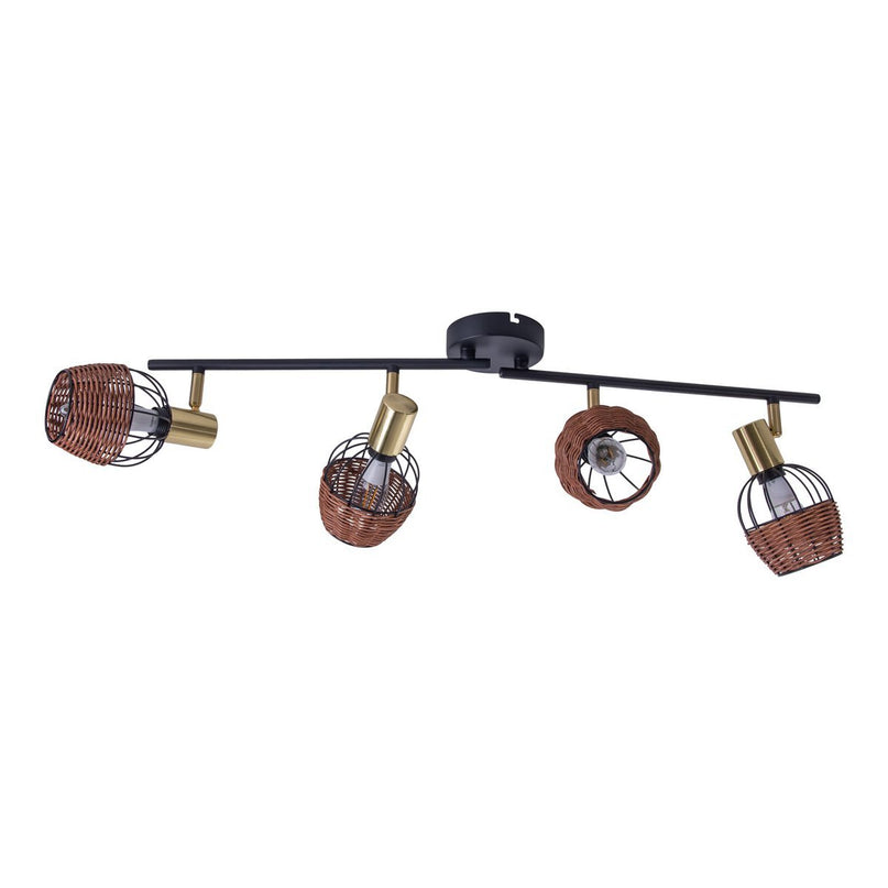 4 plafondlamp "Corbis", metalen plek in zwart en goud, met E14 -aansluiting, voor eetkamer, woonkamer, gang of kantoor, plafondlamp, 78 cm lang