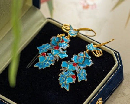 Chinese koninklijke oorbellen-Cloisonné-Phoenix n Flower
