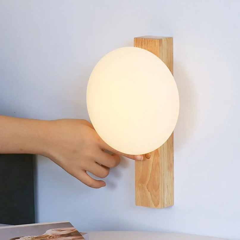 Matthew lichtbruin stijlvol houten draadloze wandlamp - oplaadbaar en dimpelbaar