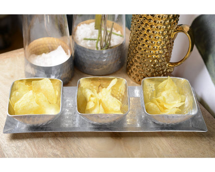 Set van 3 kopjes op aluminium plaat