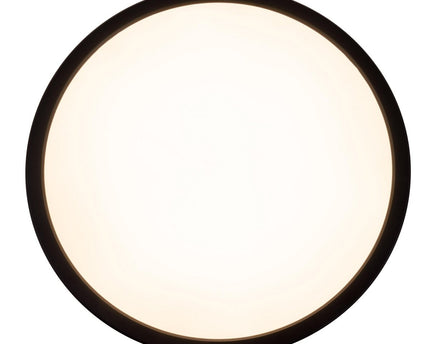 Het LED-plafondlicht "Carlo" met RGB-backlight, Ø van 29,3 cm, klassiekmoderne plafondlicht gemaakt van zwart/wit plastic met veel functies, b.v.