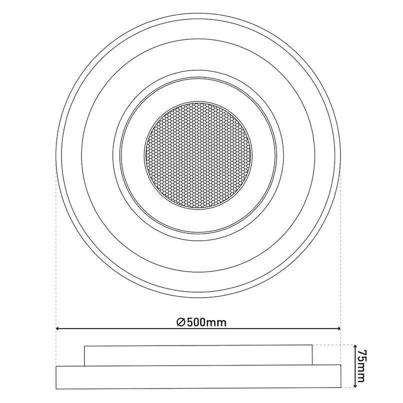 LED-plafondlamp "Doira" Ø 50,5 cm, 7,5 cm hoog, metaal en plastic in zilver en wit, geïntegreerde LED's, 3600 lm licht licht, dimable, CCT-functie 3000-6500 K, nachtlichtfunctie