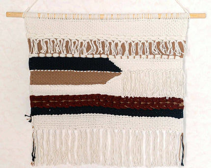 Grote macrame muurhangen - geweven boho wanddecor - moderne katoenen muur hangend natuurlijk materiaal - handgeweven wanddecor 120x95 cm udara
