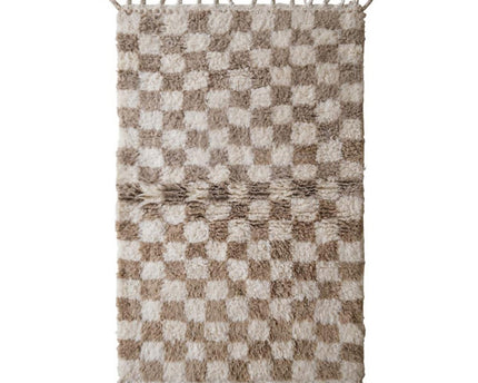 Berber geruit wollen vloerkleed 110 x 146 cm
